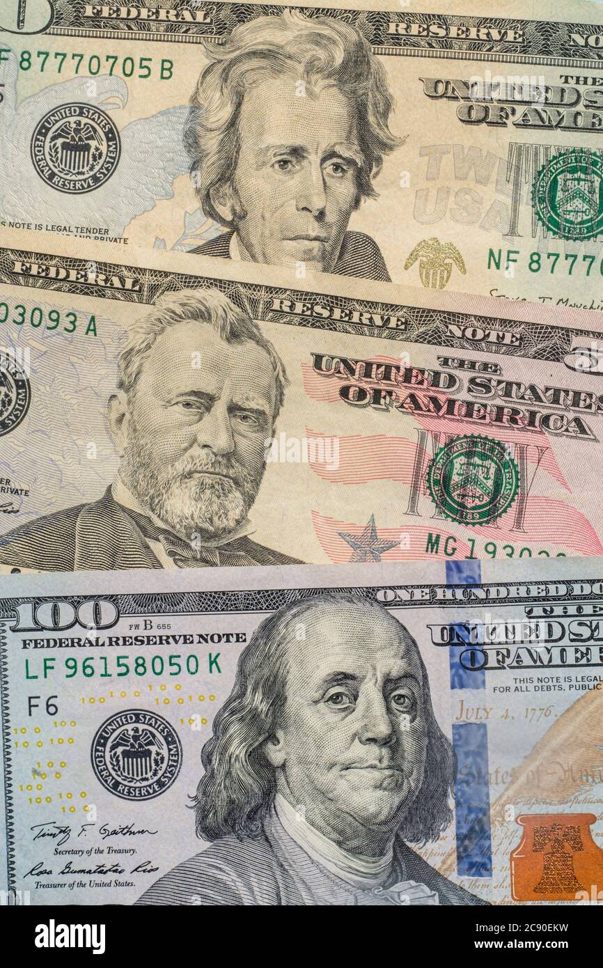 Close-up of US paper currency Stock Photo