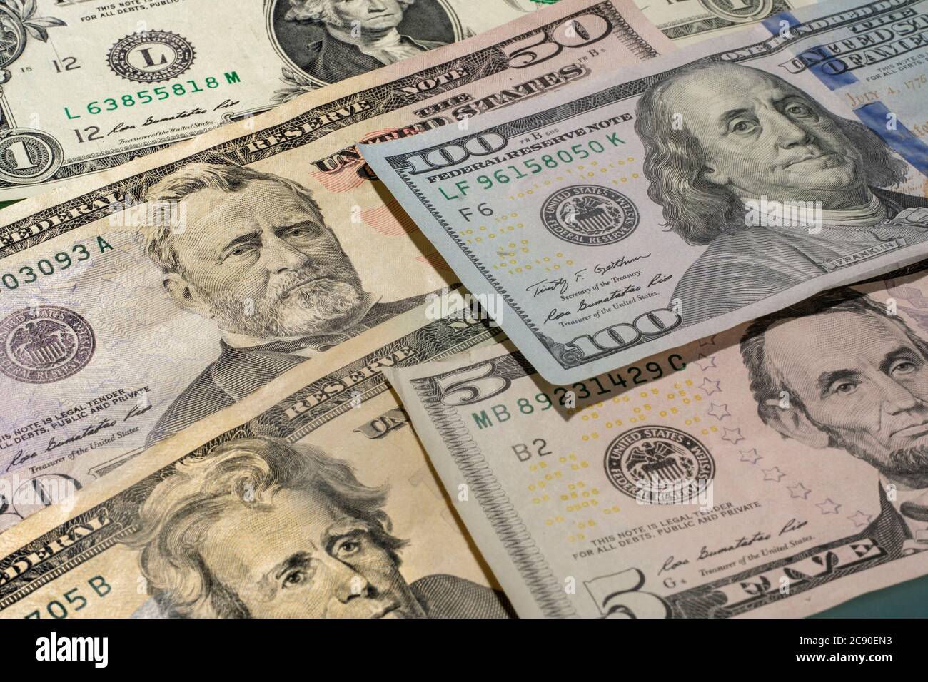 Close up of US paper currency Stock Photo