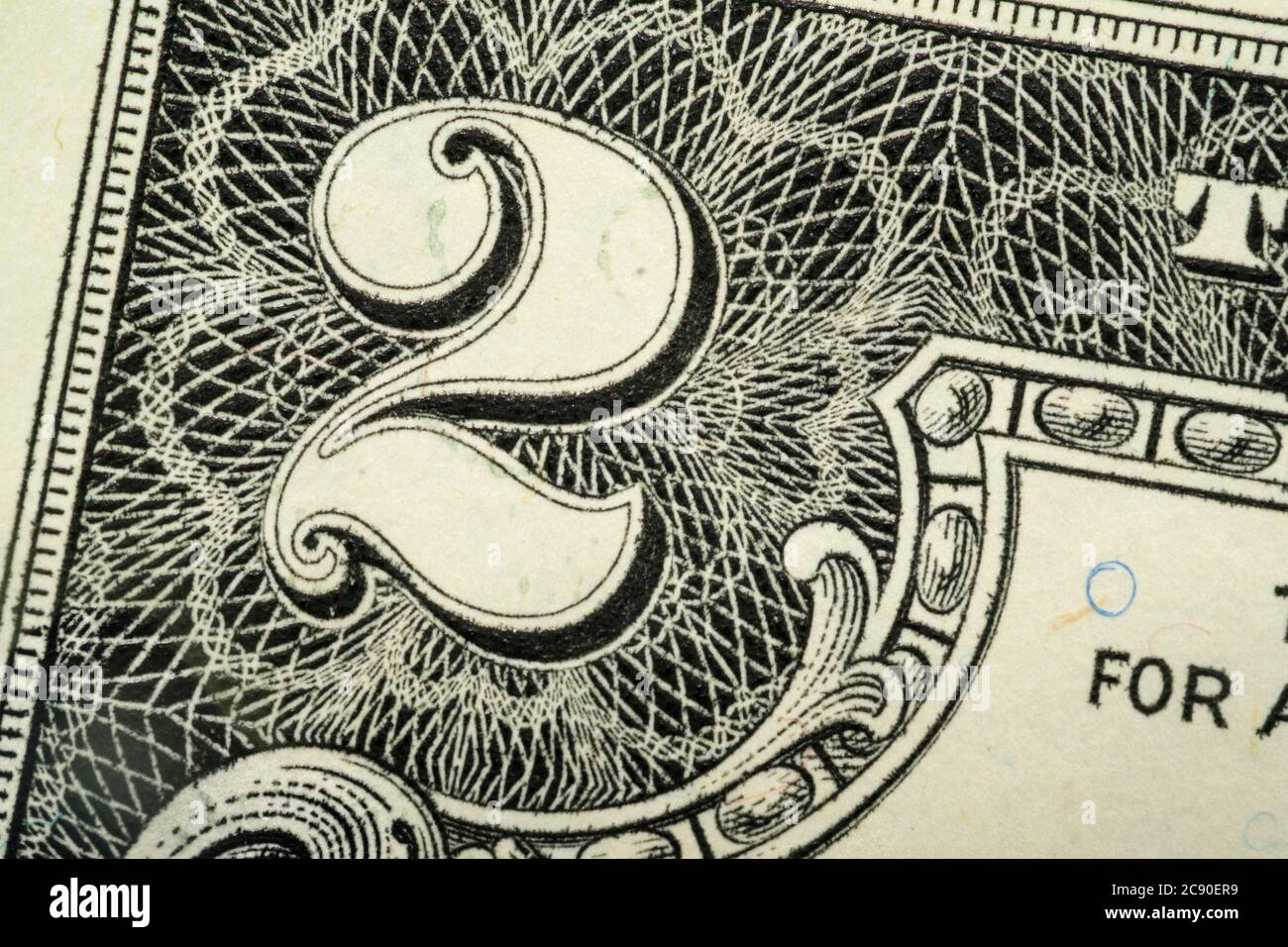 Close up of US two dollar bill Stock Photo