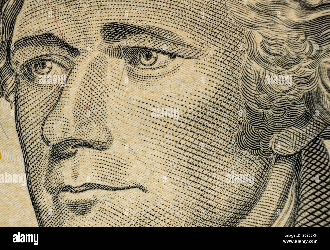 Close-up of US ten dollar bill Stock Photo