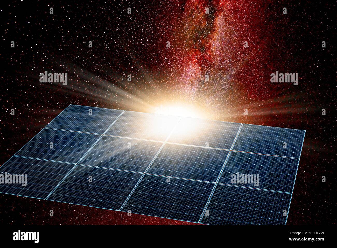 Solar panel in space Stock Photo