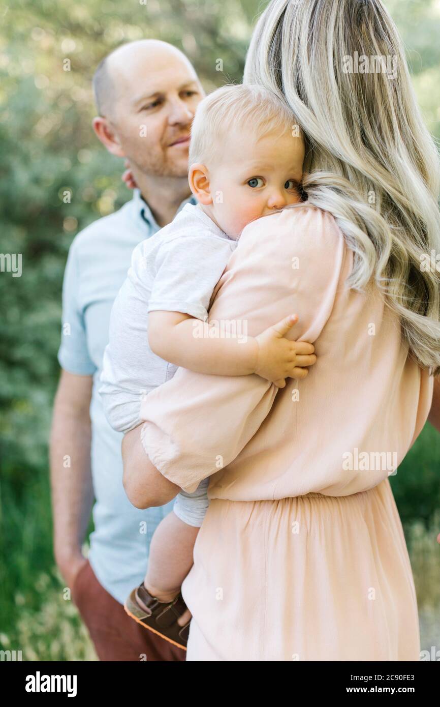 Mother and father with their baby son Stock Photo
