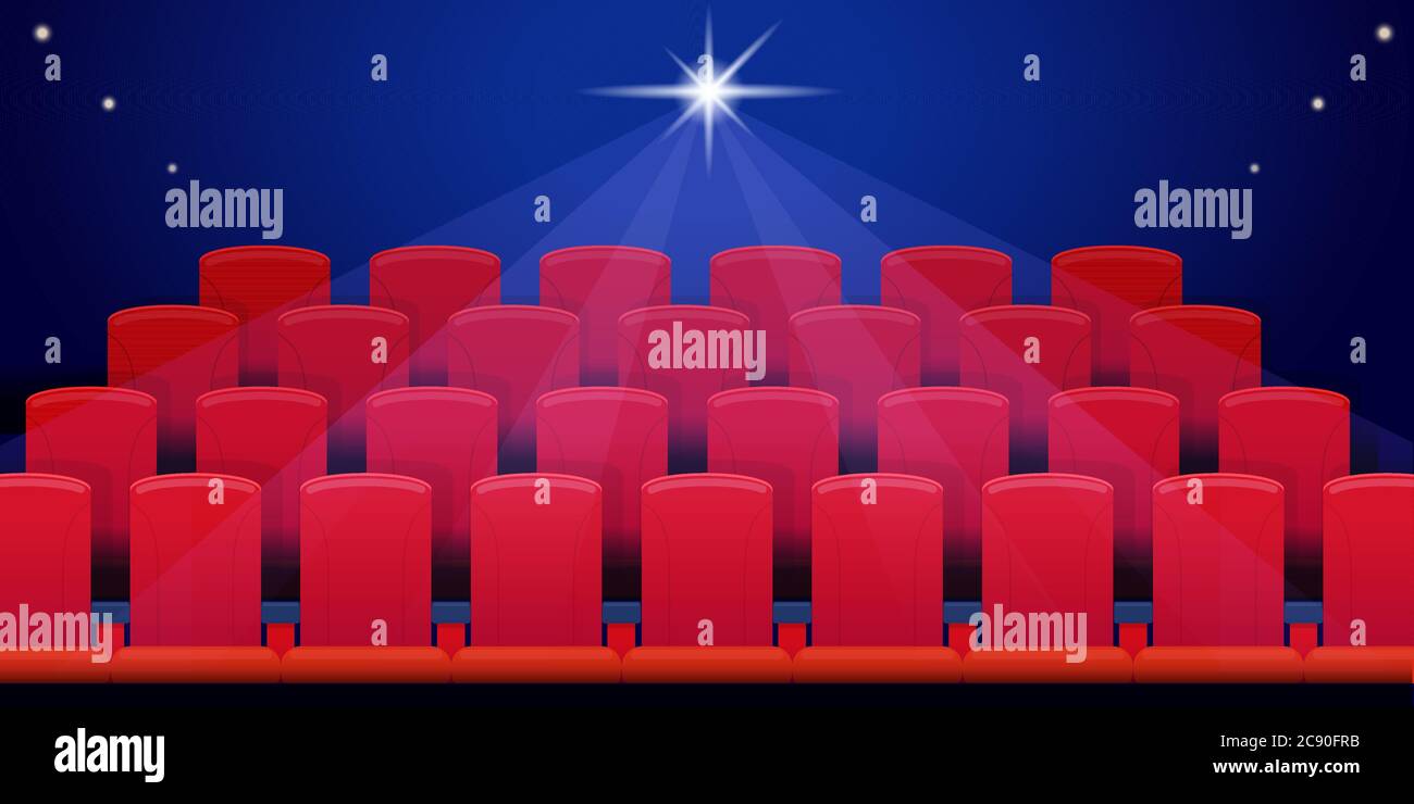 Illustration of cinema hall with red seats Stock Vector
