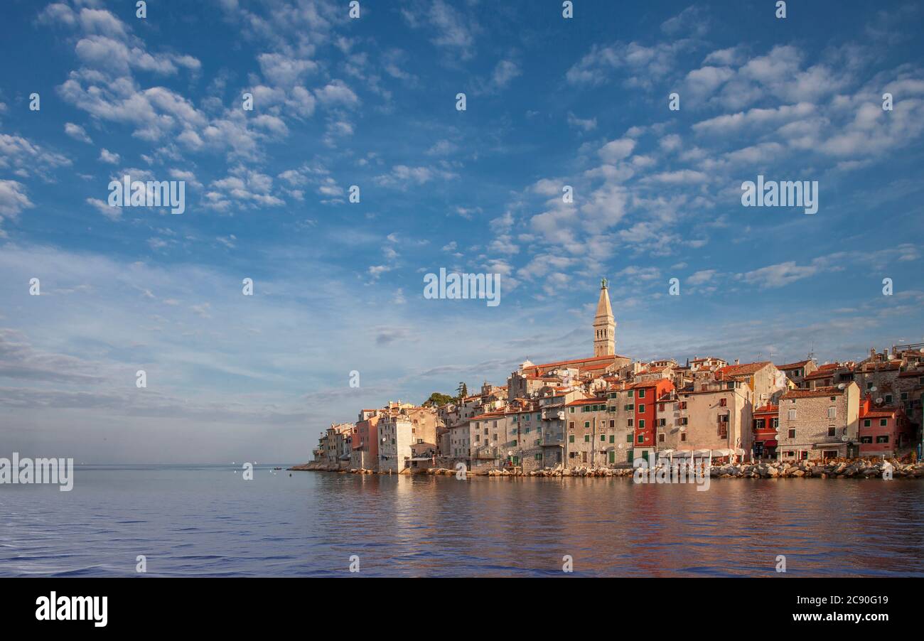 Croatia, Istria, Rovinj, Village on waterfront Stock Photo