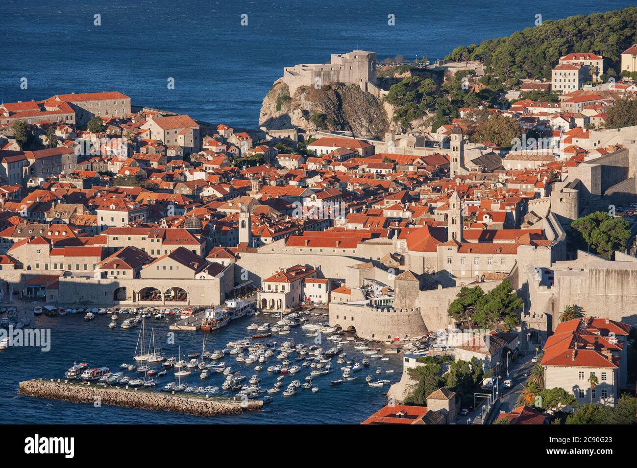 Croatia, Dubrovnik, Old town and marina Stock Photo