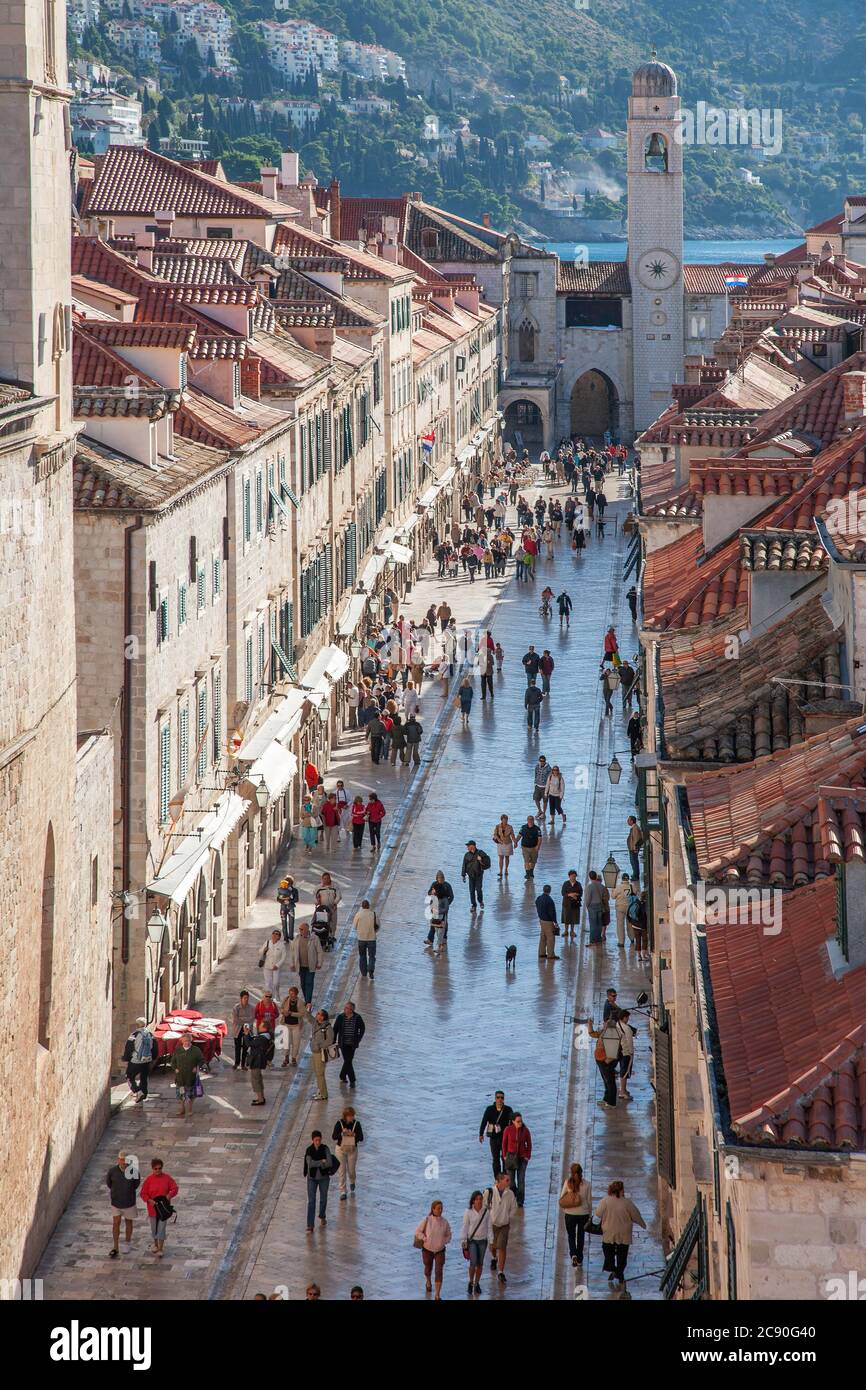 Croatia, Dubrovnik, Tourists in old town street Stock Photo