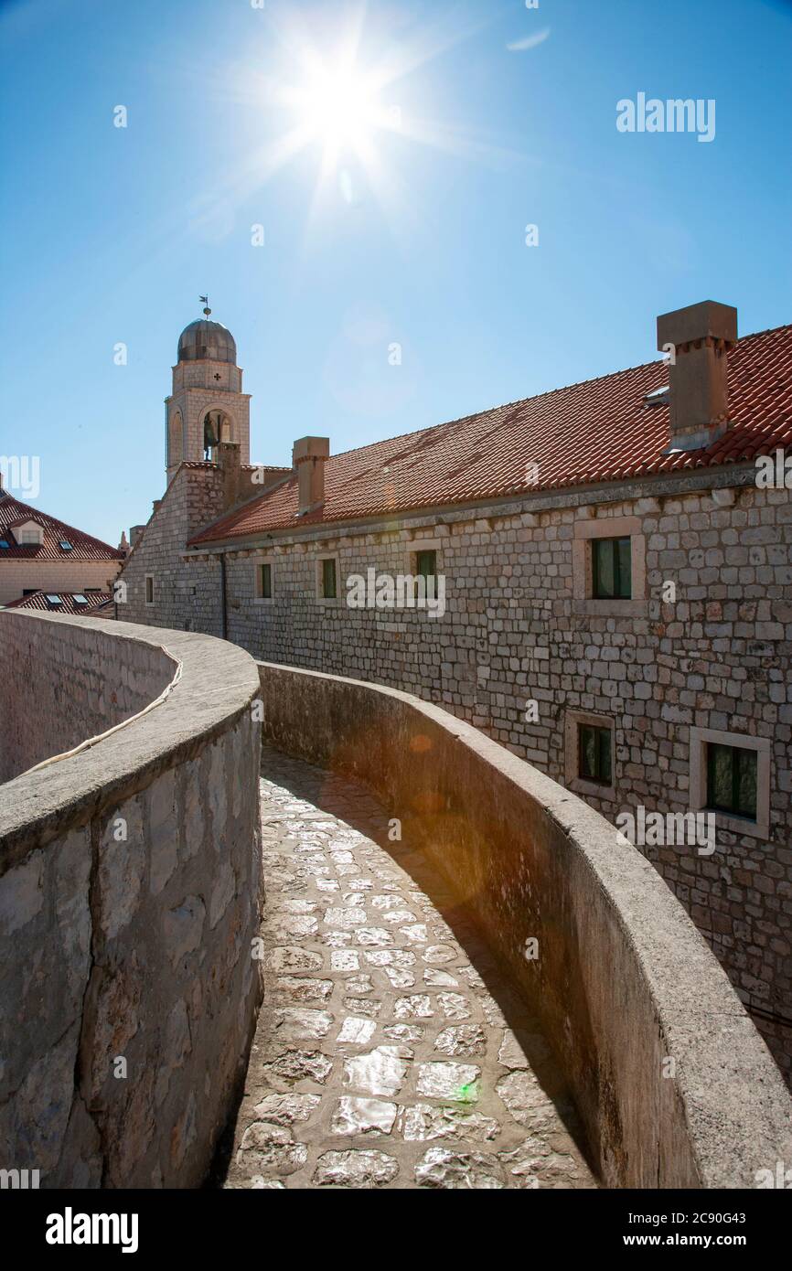 Croatia, Dubrovnik, Footpath in medieval fortress Stock Photo