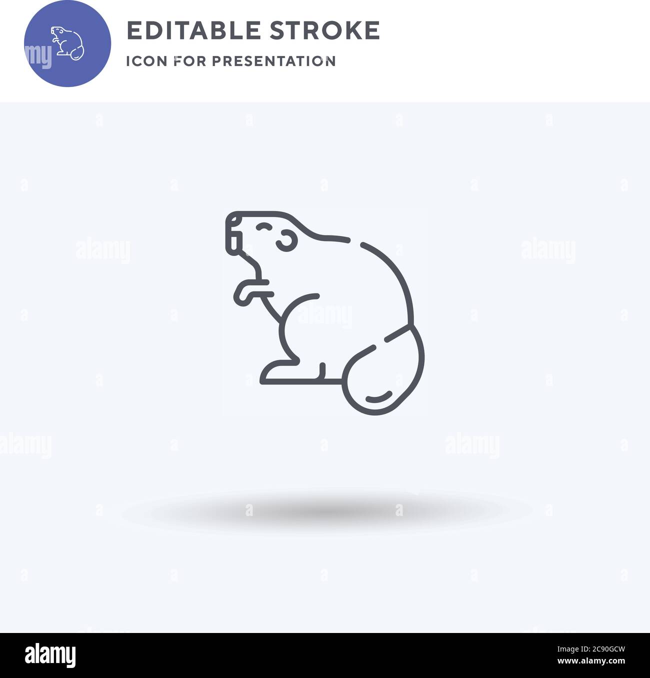 Beaver icon vector, filled flat sign, solid pictogram isolated on white ...