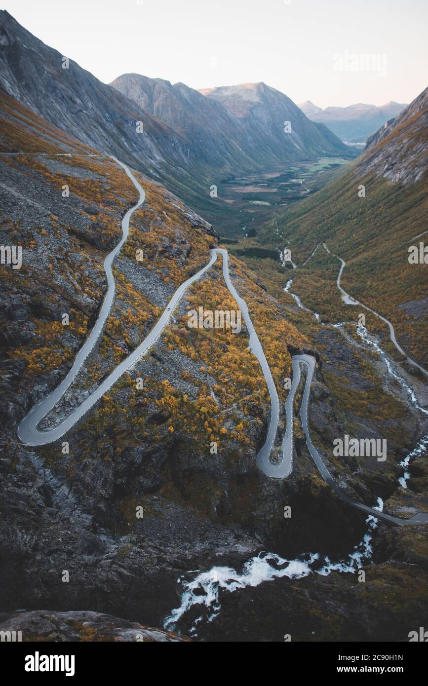 Norway, Andalsnes, Trollstigen, Scenic view of Trollstigen road Stock Photo