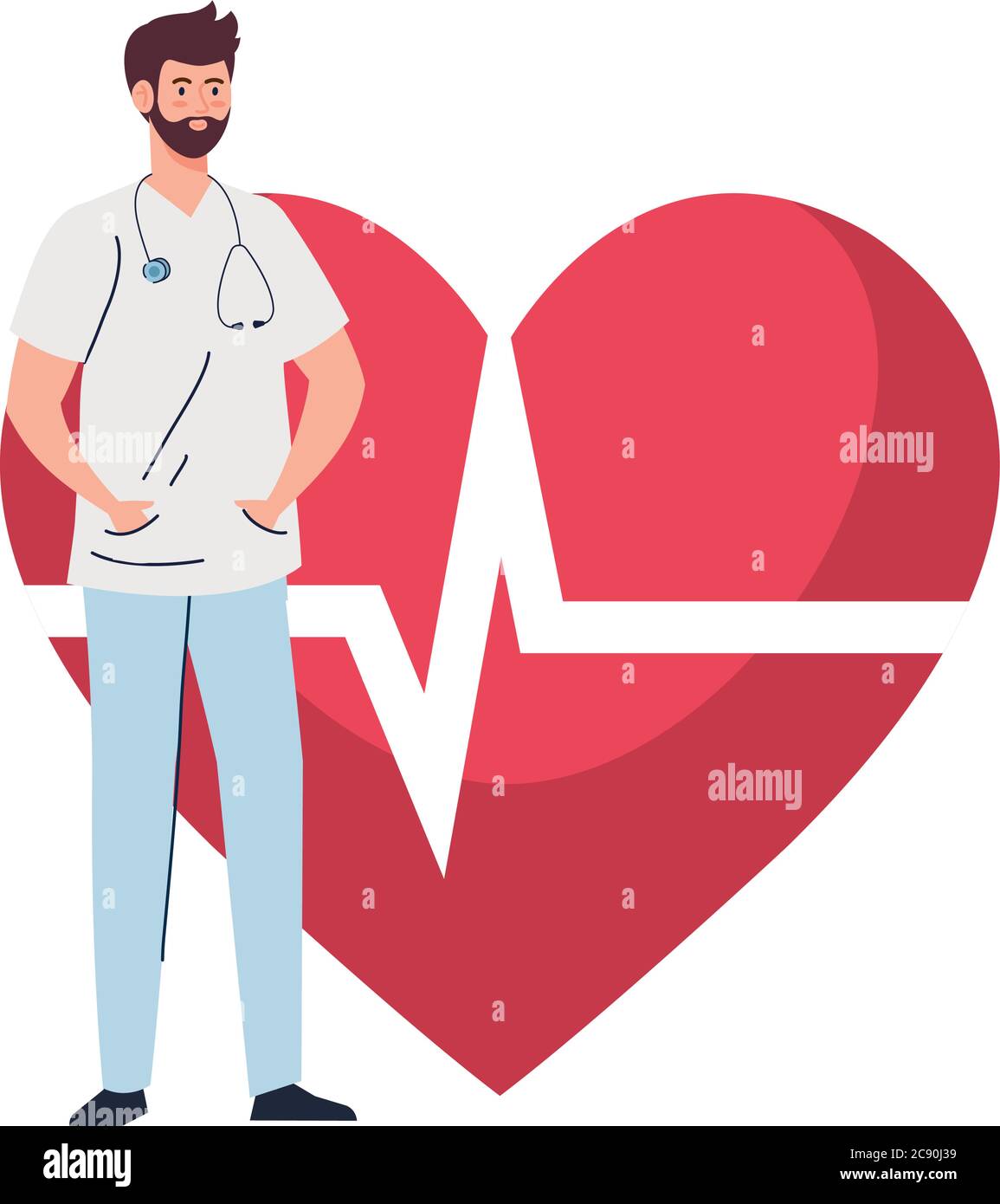 Doctor professional heart rate Stock Vector Images - Alamy