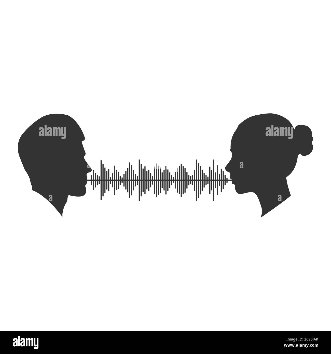 voice spectrum of men and women. Female and male head silhouette and voice spectrum. Vector illustration for theme design isolated on white background Stock Vector