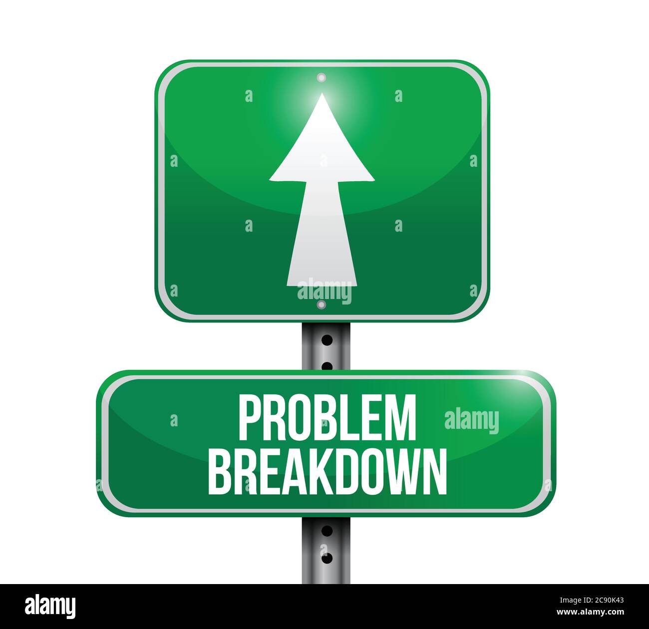 Problem breakdown road sign illustration design over a white background ...