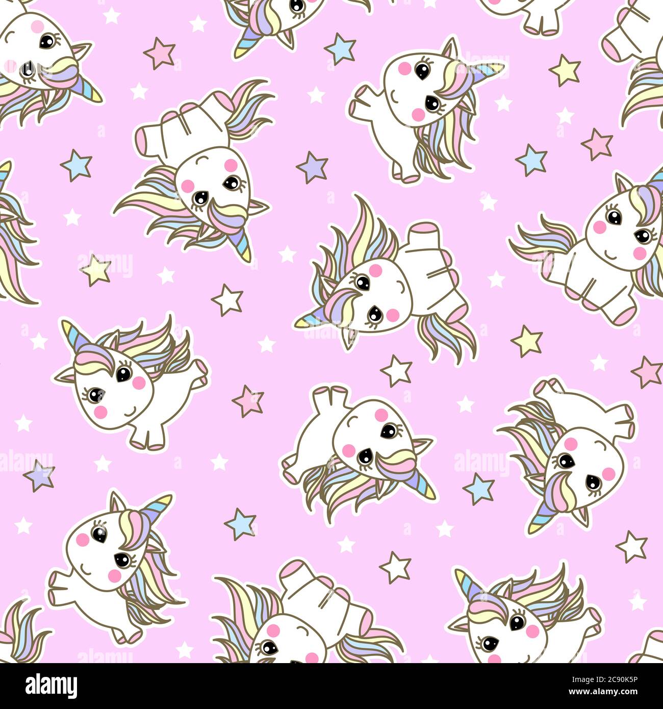Unicorn seamless pattern. Magic vector background with cute ...