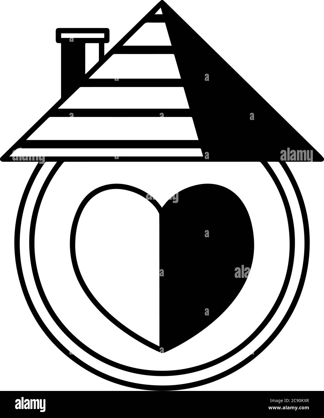 Residential house icon with a heart inside - Vector Stock Vector Image ...