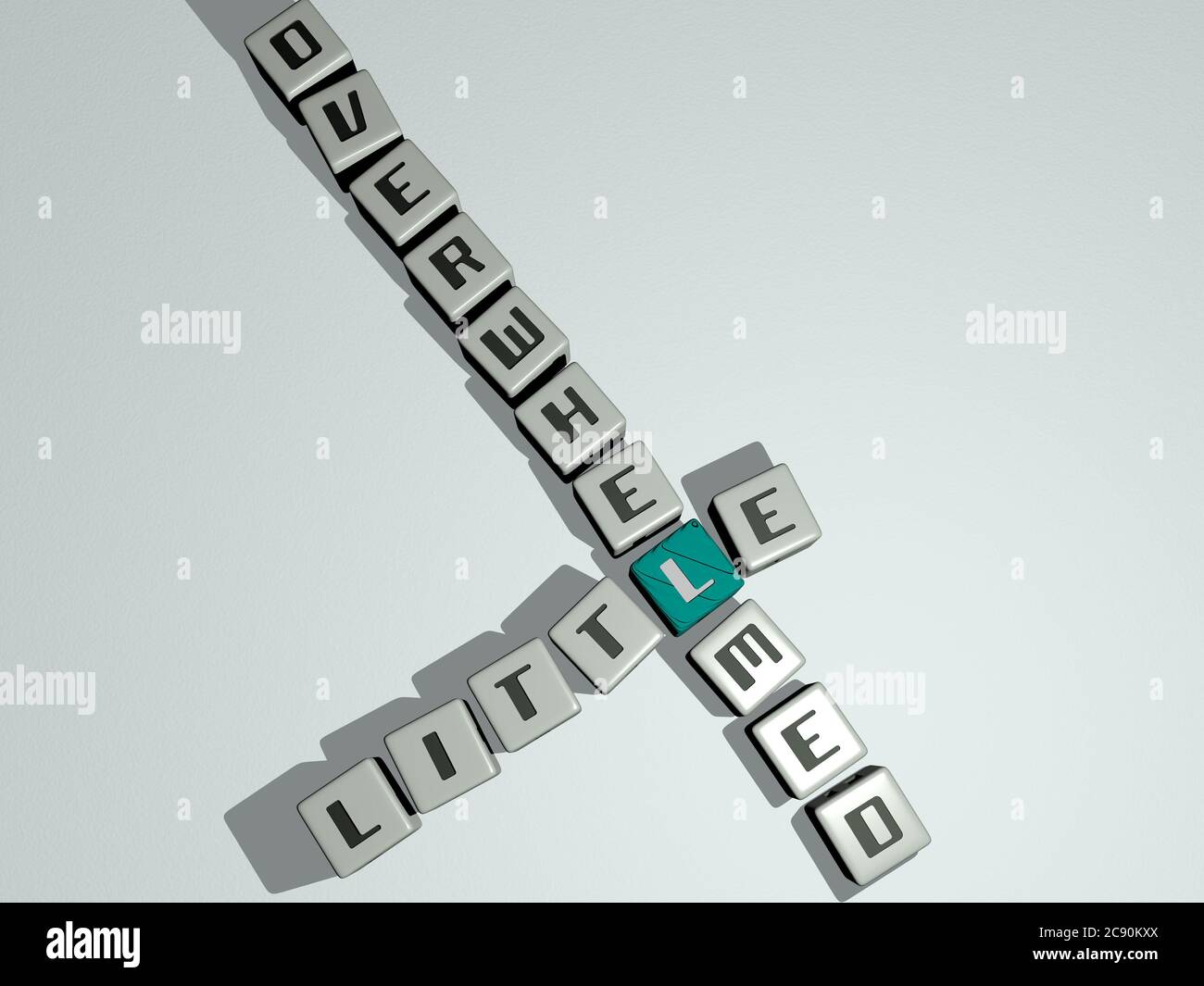 LITTLE OVERWHELMED combined by dice letters and color crossing for the ...
