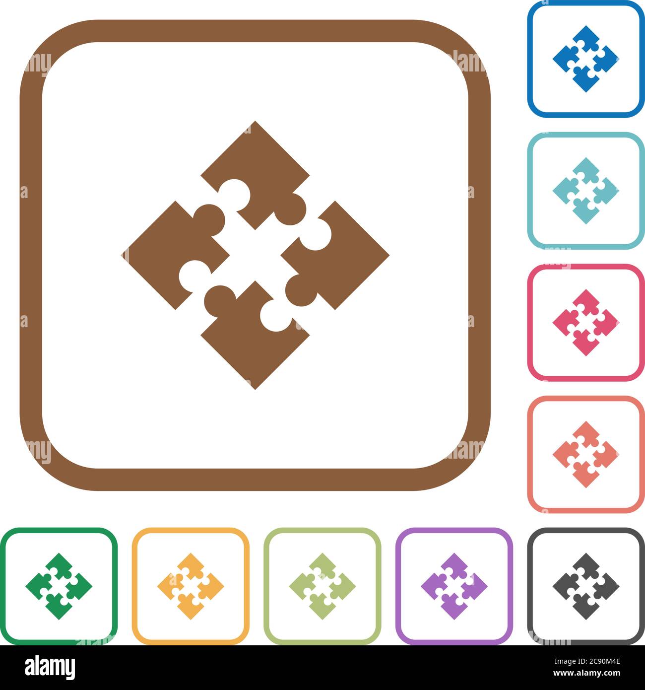 Modules simple icons in color rounded square frames on white background Stock Vector