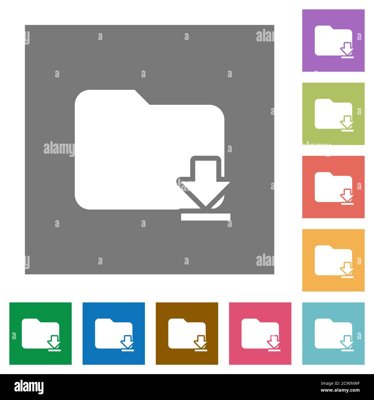 Download folder flat icons on simple color square background Stock ...