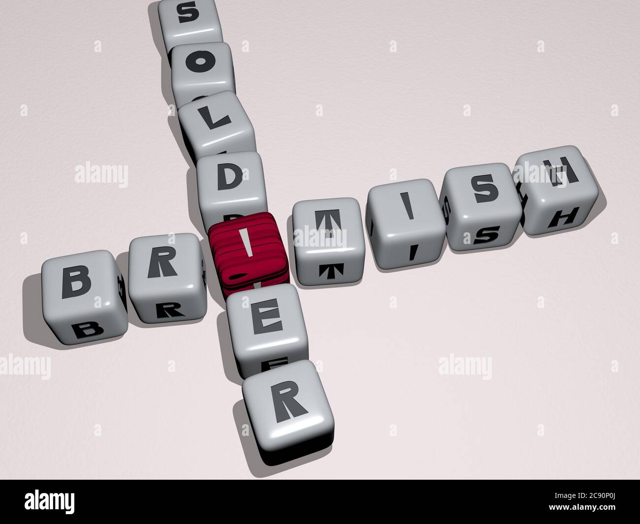 crosswords of BRITISH SOLDIER arranged by cubic letters on a mirror