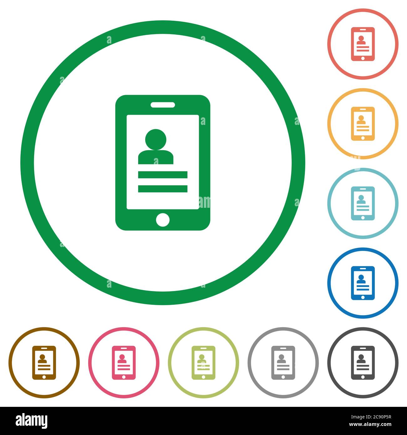 Mobile contacts flat color icons in round outlines Stock Vector