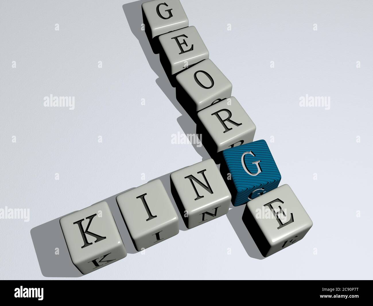 KING GEORGE combined by dice letters and color crossing for the related meanings of the concept. illustration and background. 3D illustration Stock Photo