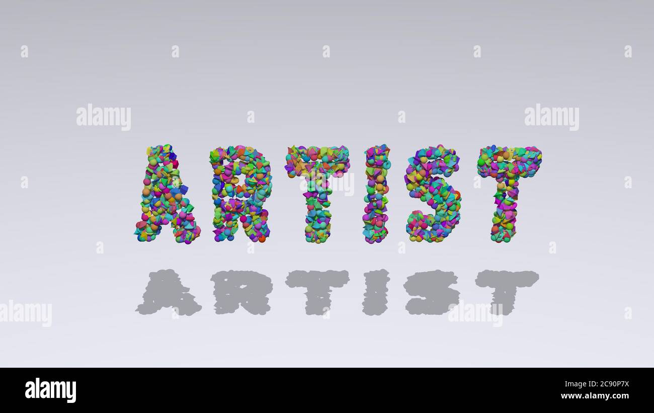 artist: 3D illustration of the text made of small objects over a white ...