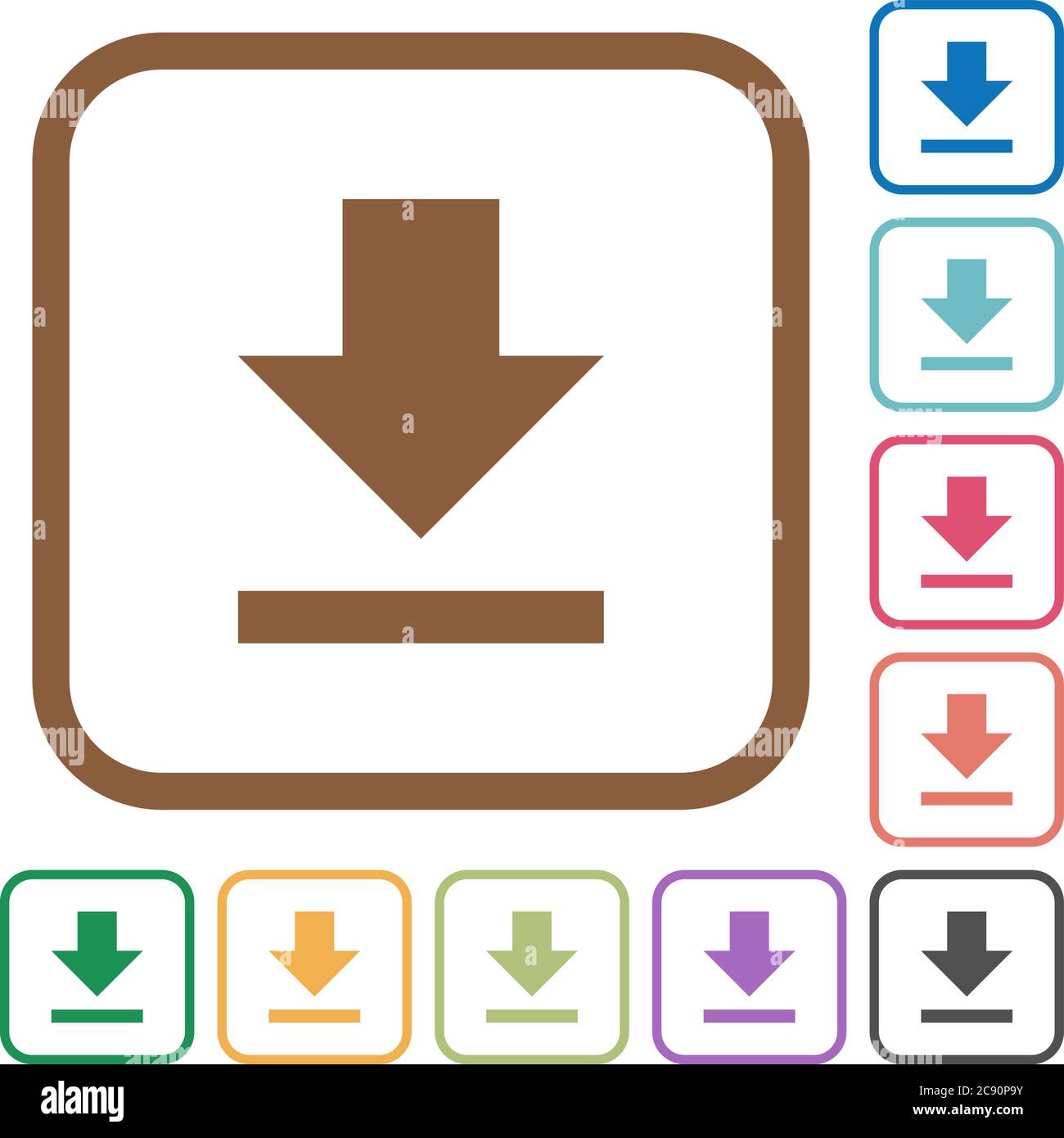 Download simple icons in color rounded square frames on white ...