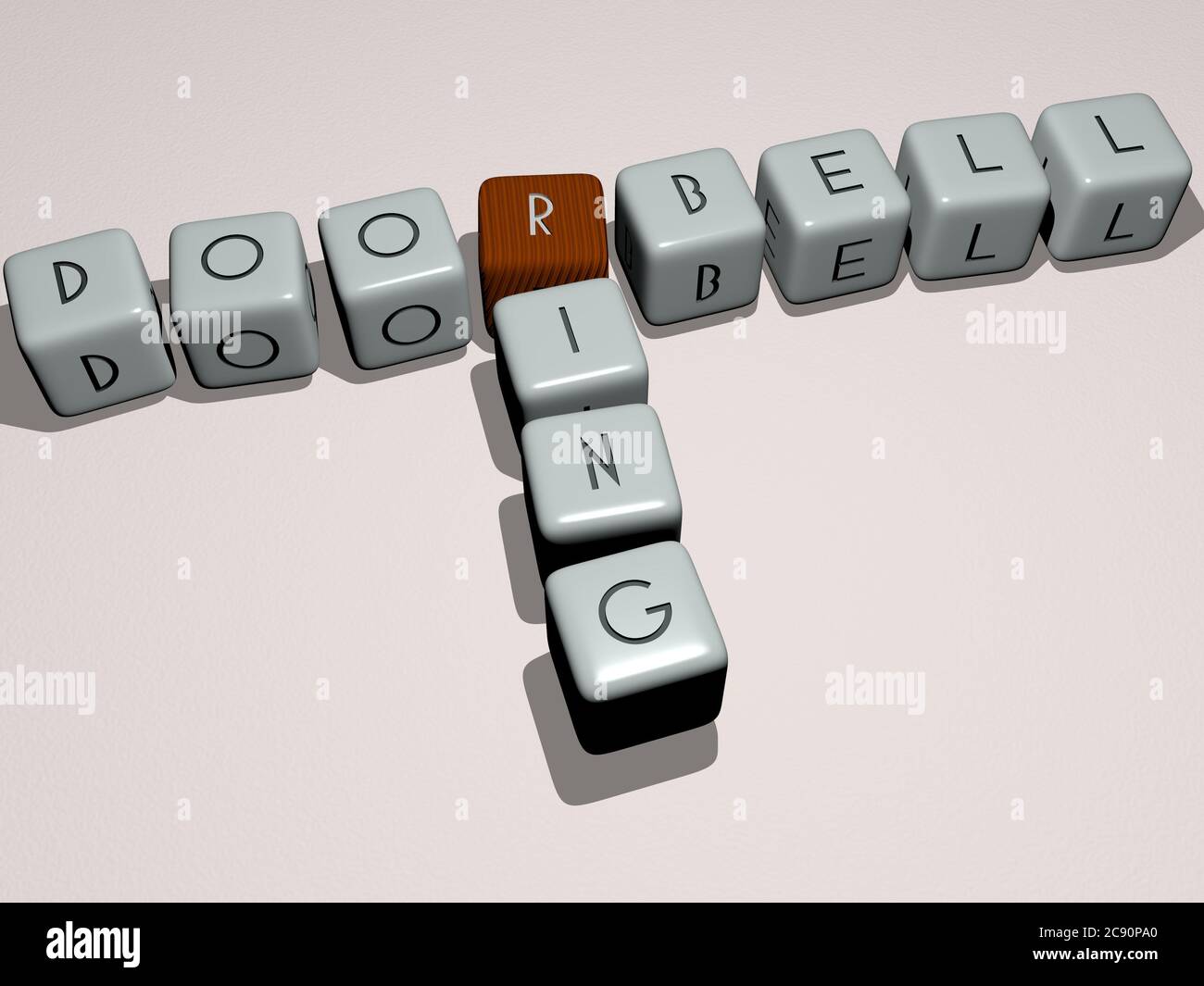 combination of DOORBELL RING built by cubic letters from the top ...