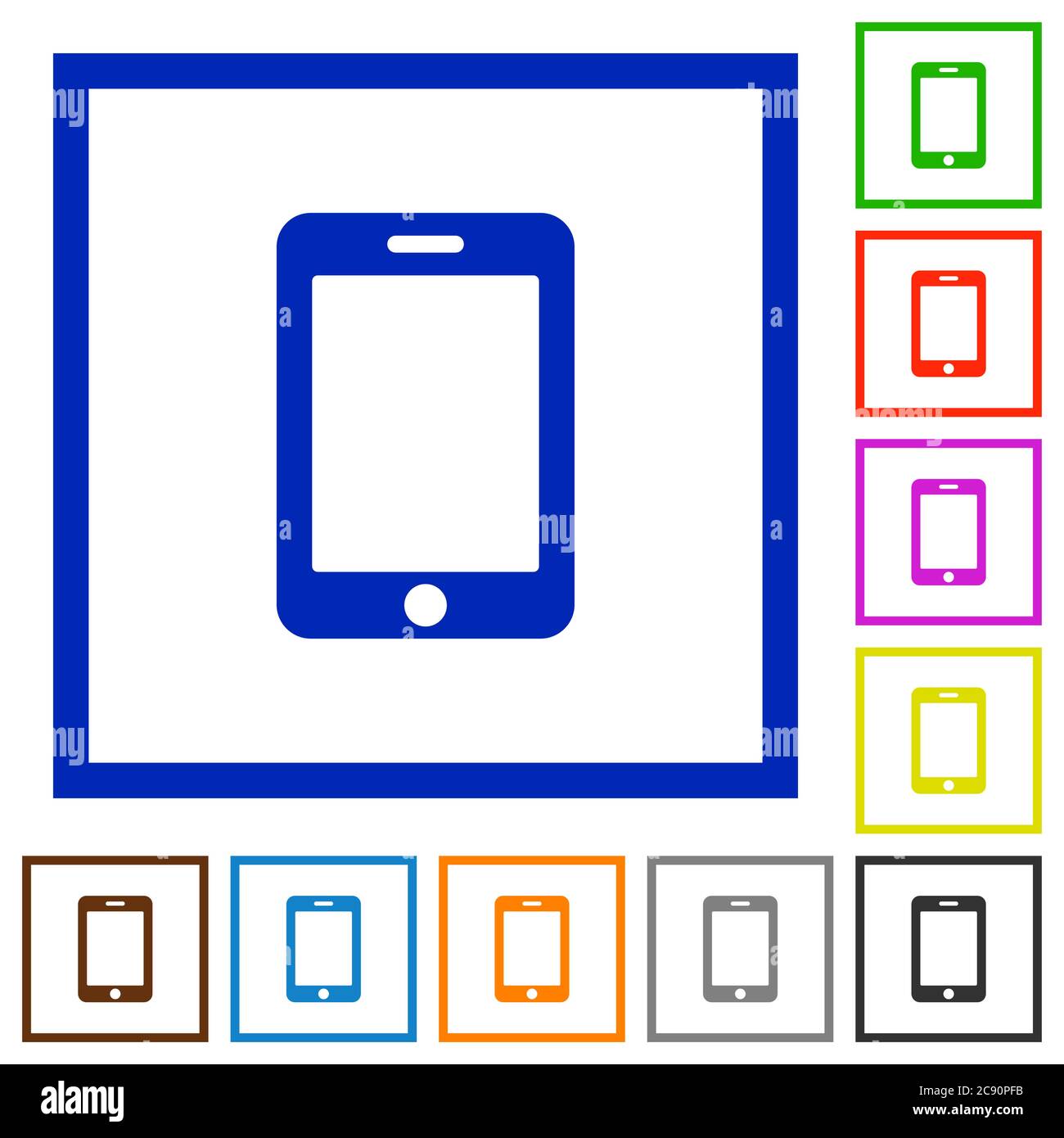 Smartphone flat color icons in square frames Stock Vector Image & Art ...