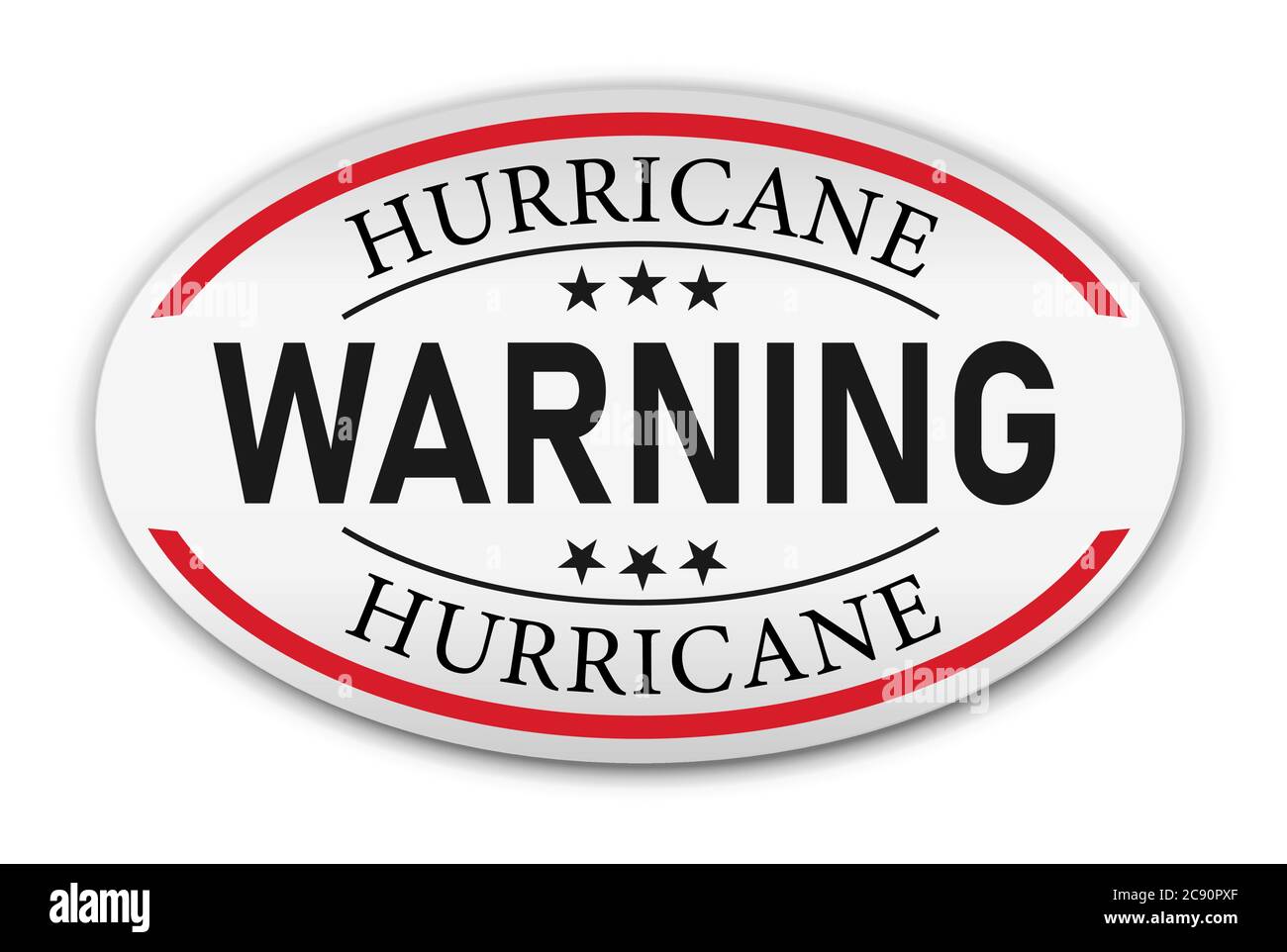 Hurricane warning Vector mark, badge illustration on white background. Stock Vector