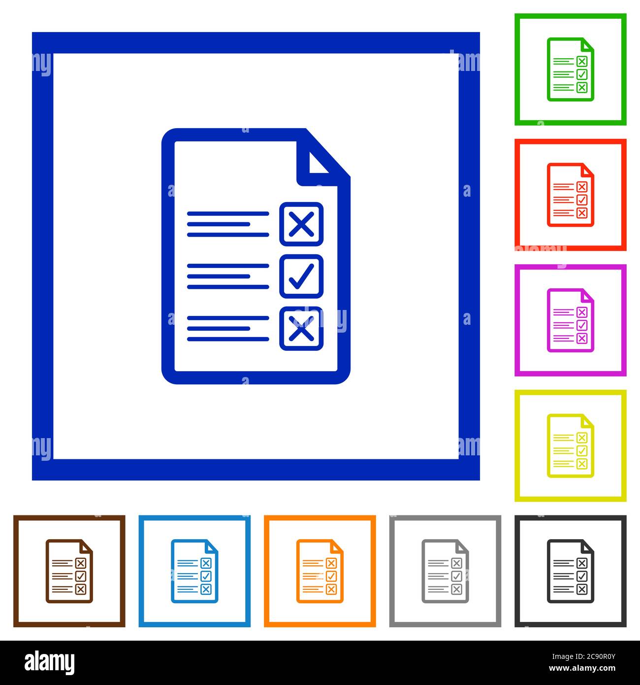 Questionnaire document flat color icons in square frames Stock Vector ...