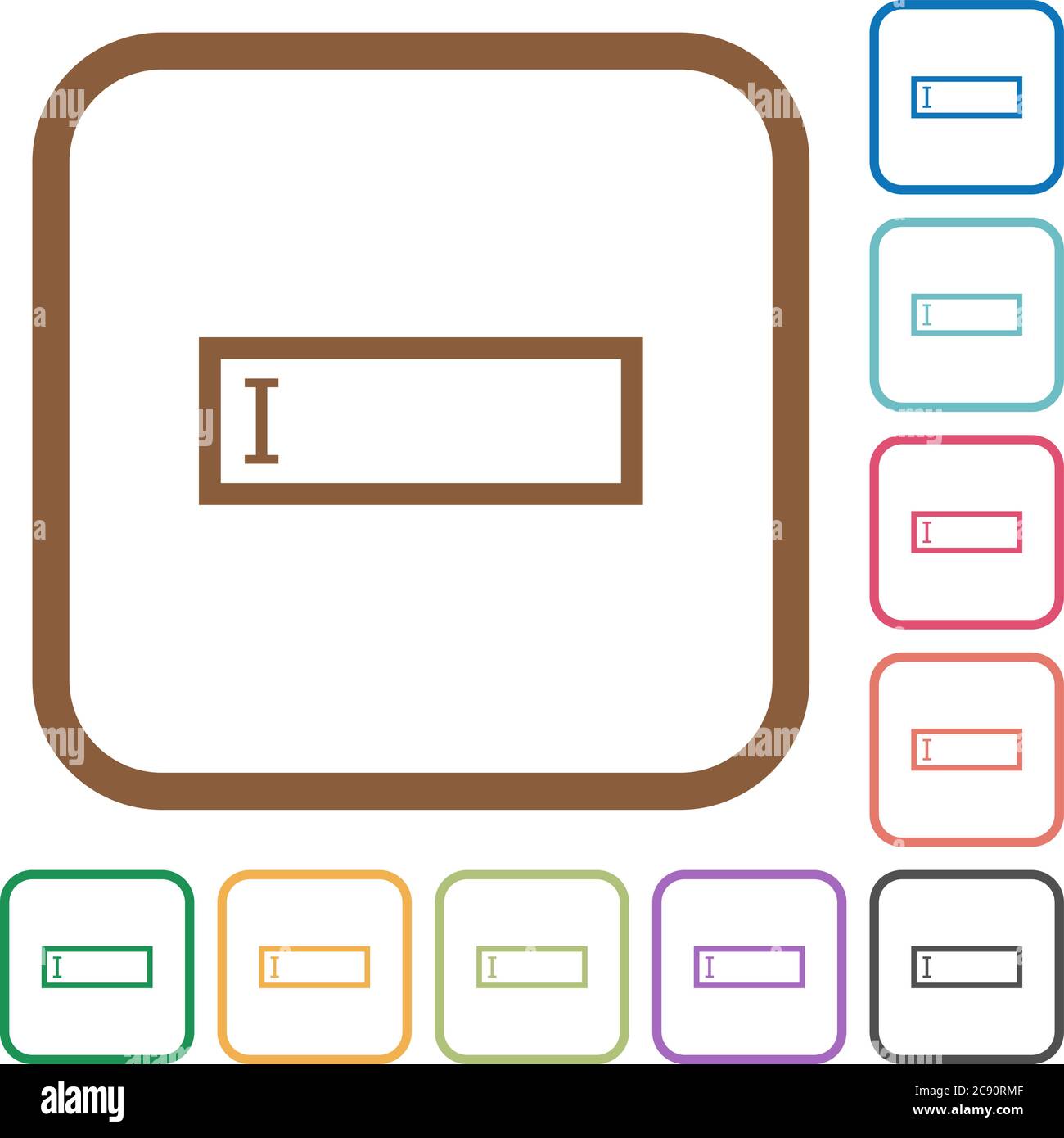 Editbox simple icons in color rounded square frames on white background ...