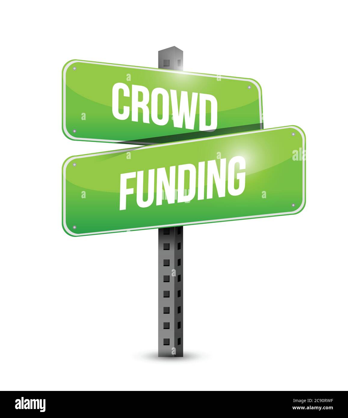 Crowd funding sign post illustration design over a white background Stock Vector