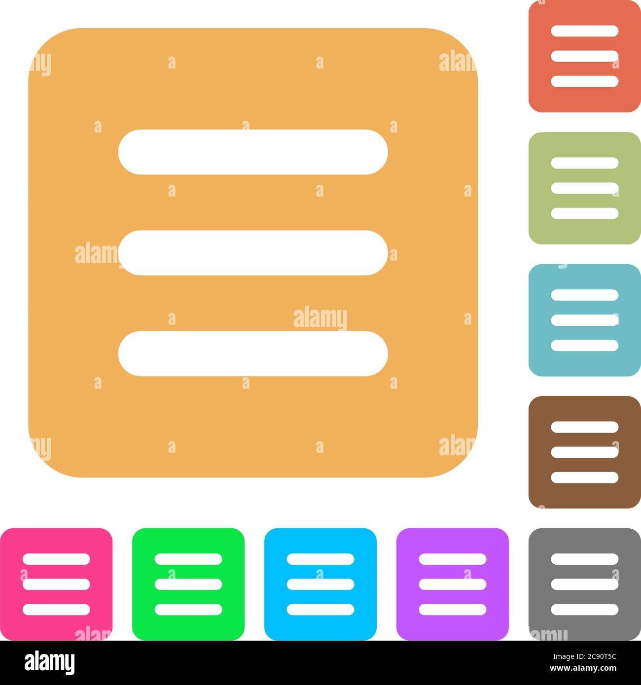 Menu icons on rounded square vivid color backgrounds Stock Vector Image ...