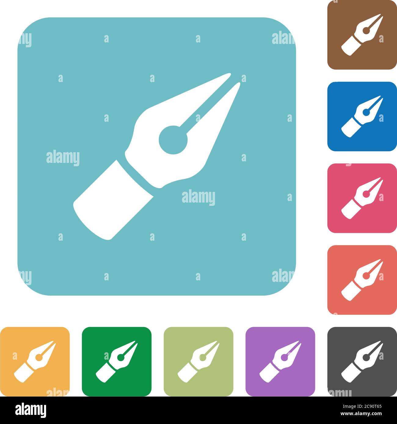 Vector pen flat icons on simple color square background Stock Vector ...