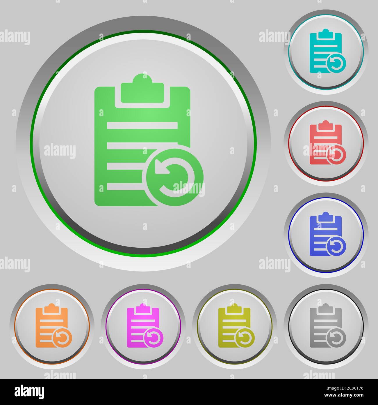 Undo note changes color icons on sunk push buttons Stock Vector