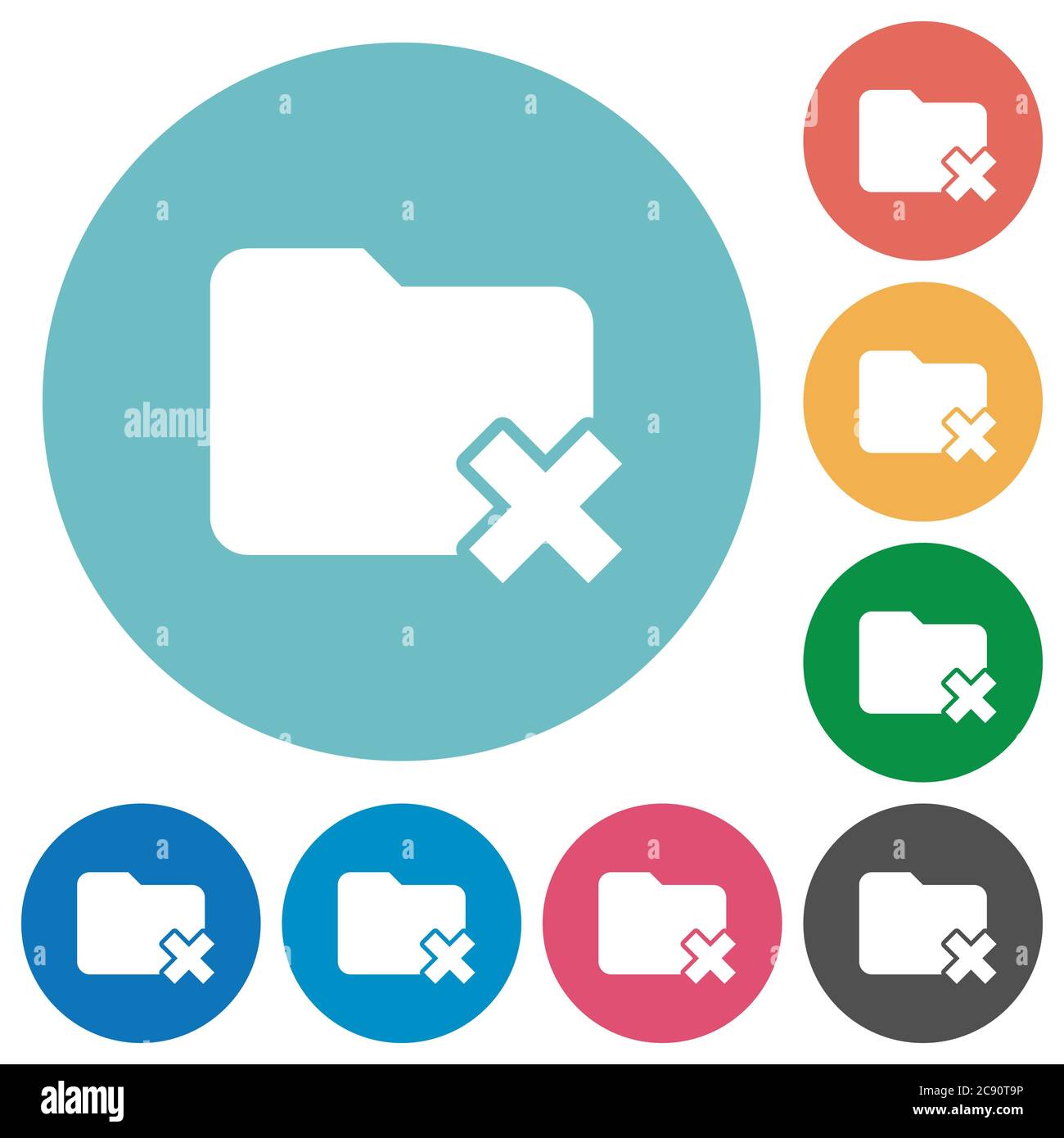 Folder cancel white flat icons on color rounded square backgrounds Stock Vector