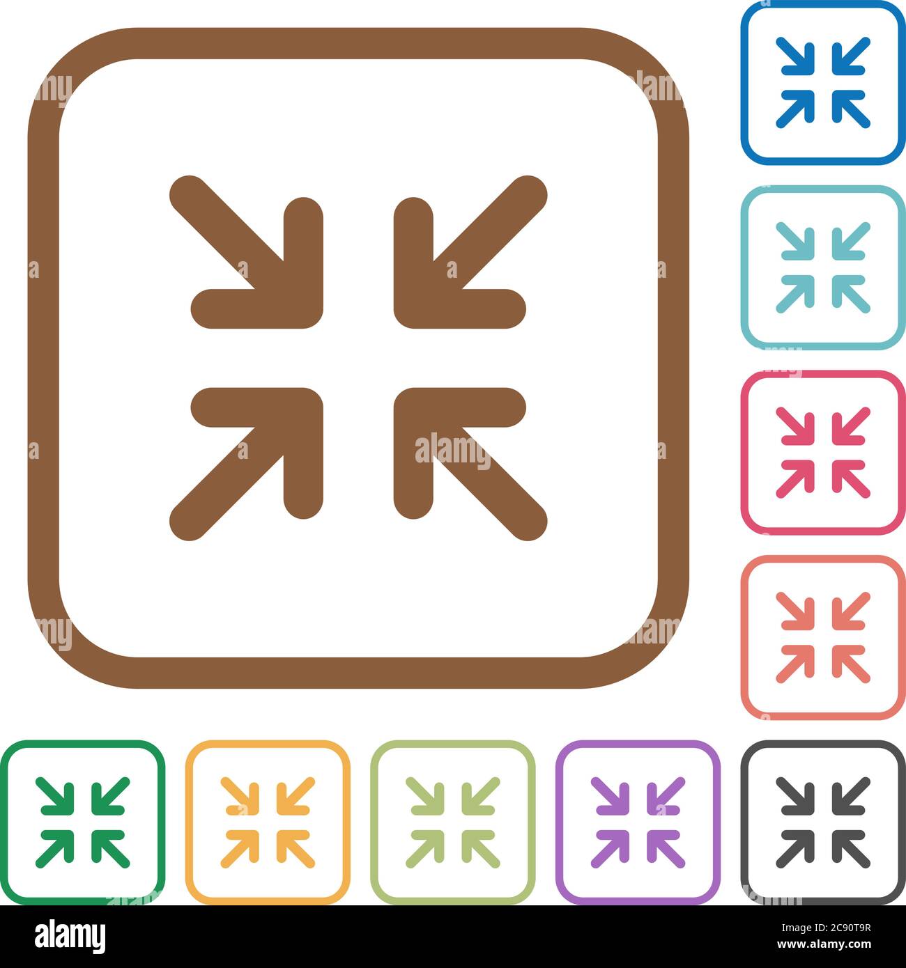 Minimize simple icons in color rounded square frames on white ...