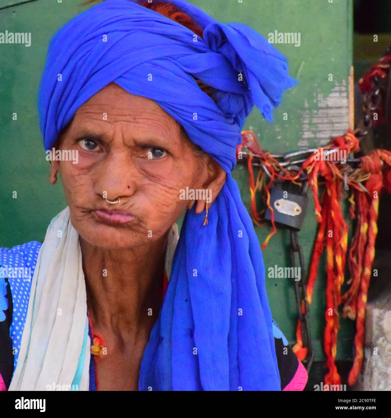 New Delhi India – March 13 2020 : Woman Inside Hazrat Nizamuddin Dargah during the day time in Delhi India, Religious Darah of Nizamuddin in Delhi dur Stock Photo