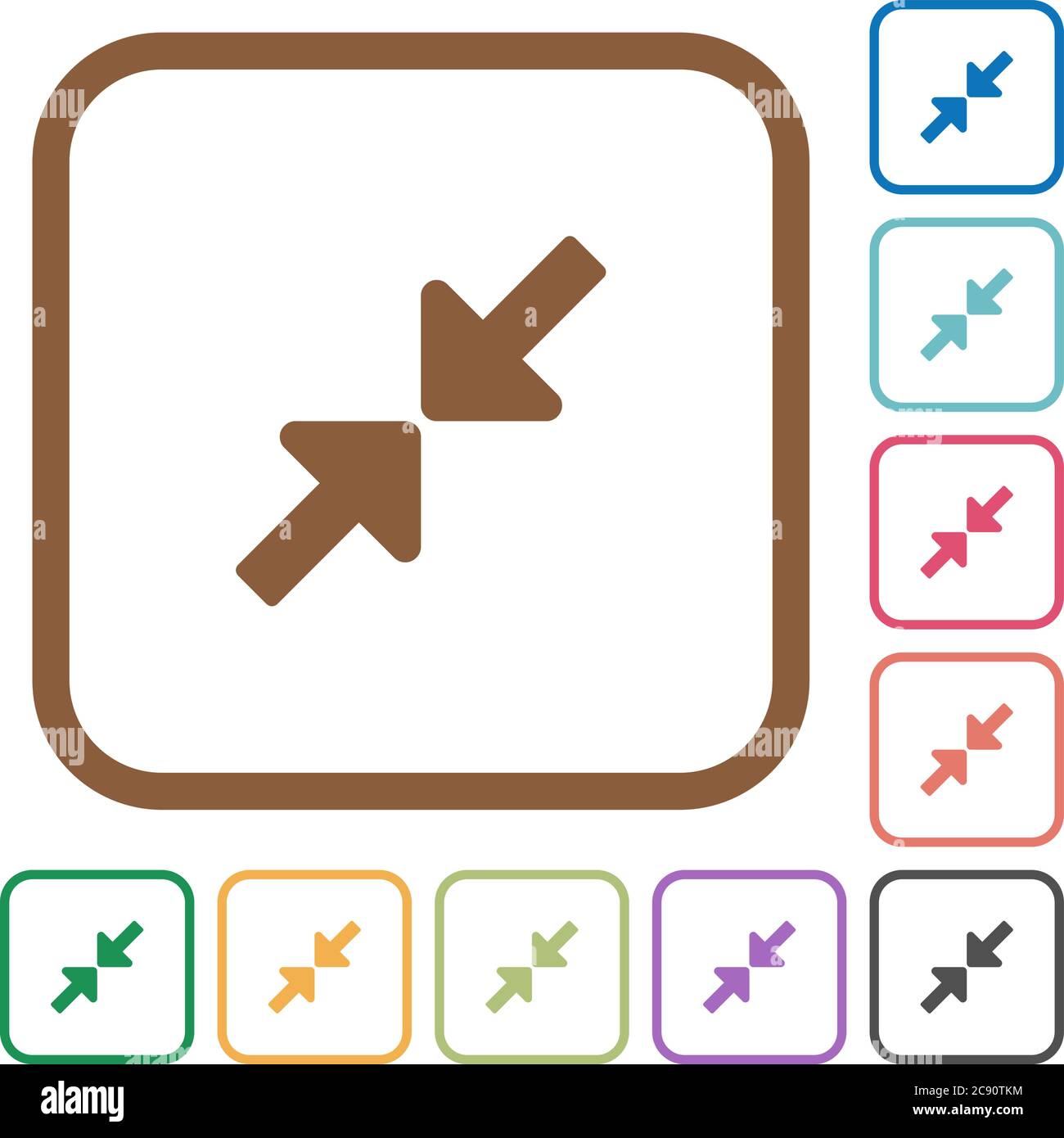 Resize small simple icons in color rounded square frames on white ...