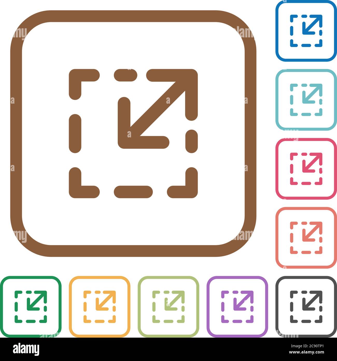 Resize element simple icons in color rounded square frames on white ...