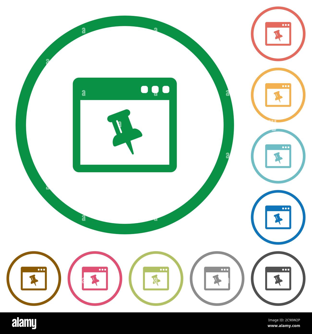 Application pin flat color icons in round outlines Stock Vector Image ...