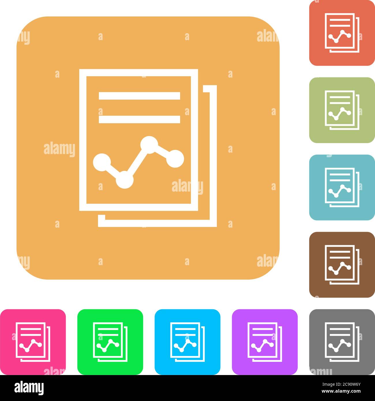 Report icons on rounded square vivid color backgrounds Stock Vector ...