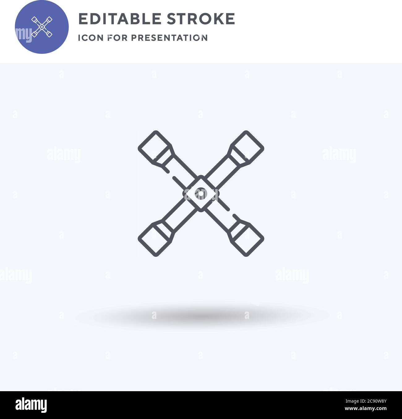Cross Wrench icon vector, filled flat sign, solid pictogram isolated on ...