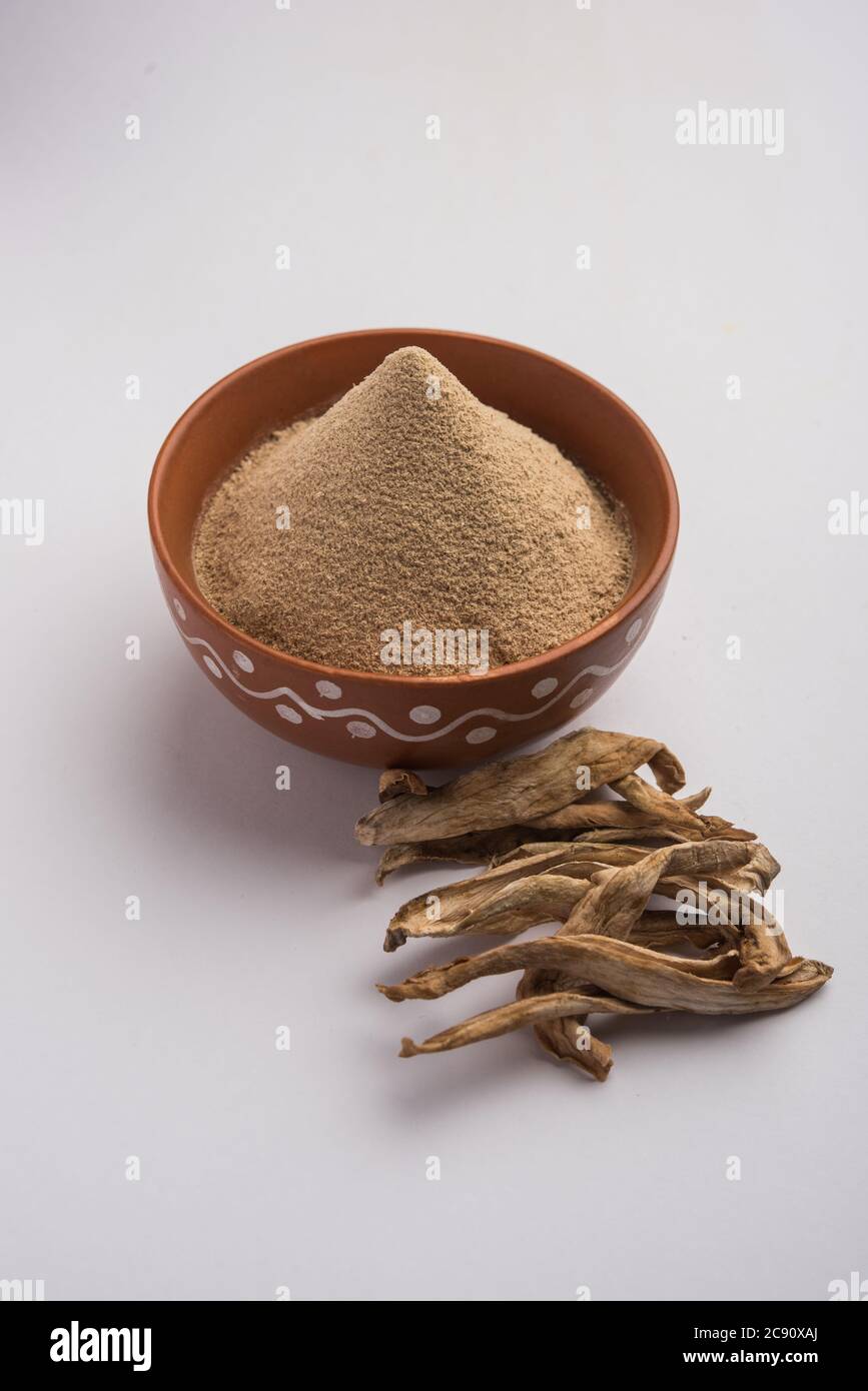 dry mango powder also known as Amchoor or Amchur, it's an Indian Spice with dried fruit Stock Photo