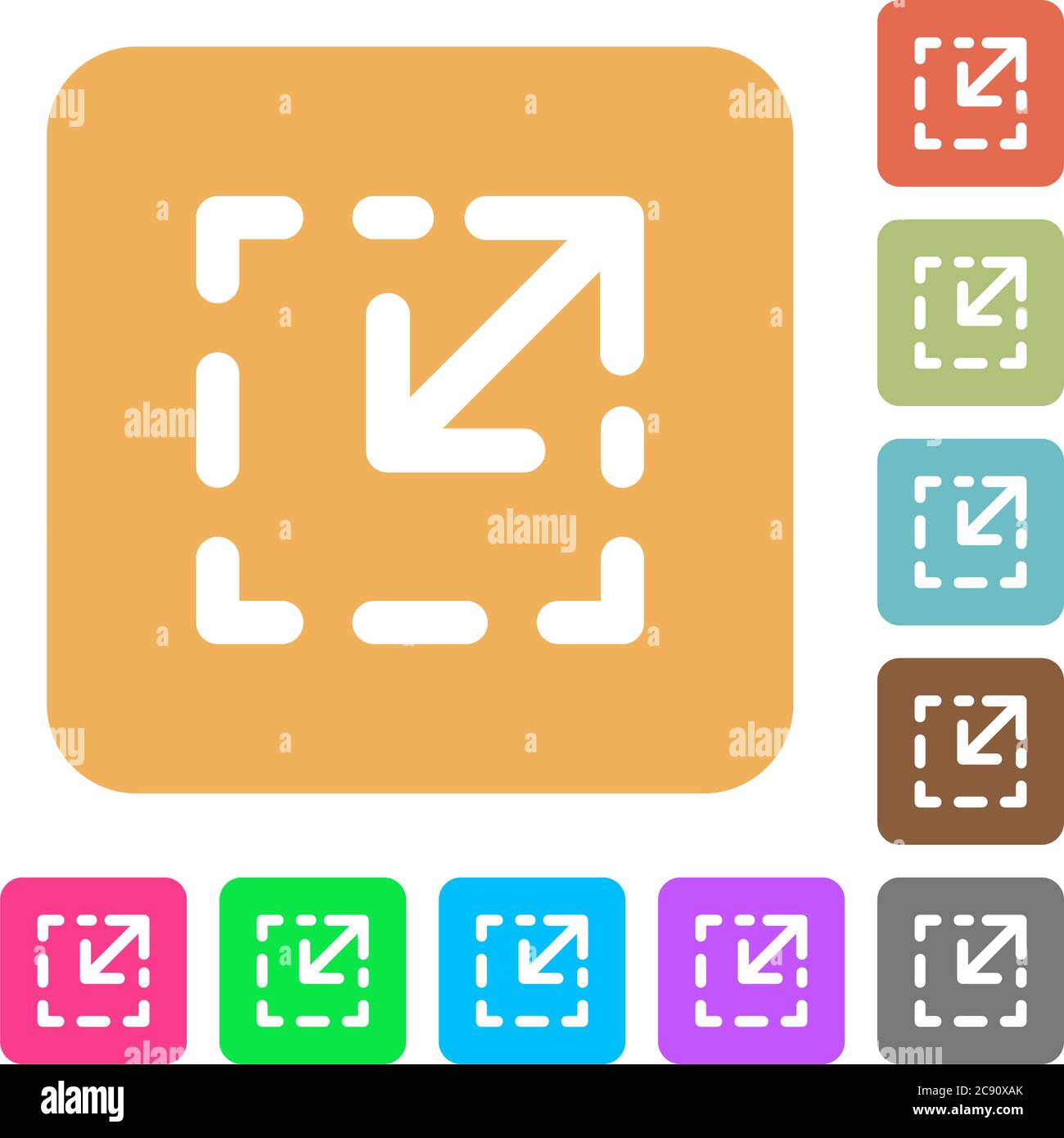 Resize element icons on rounded square vivid color backgrounds Stock ...