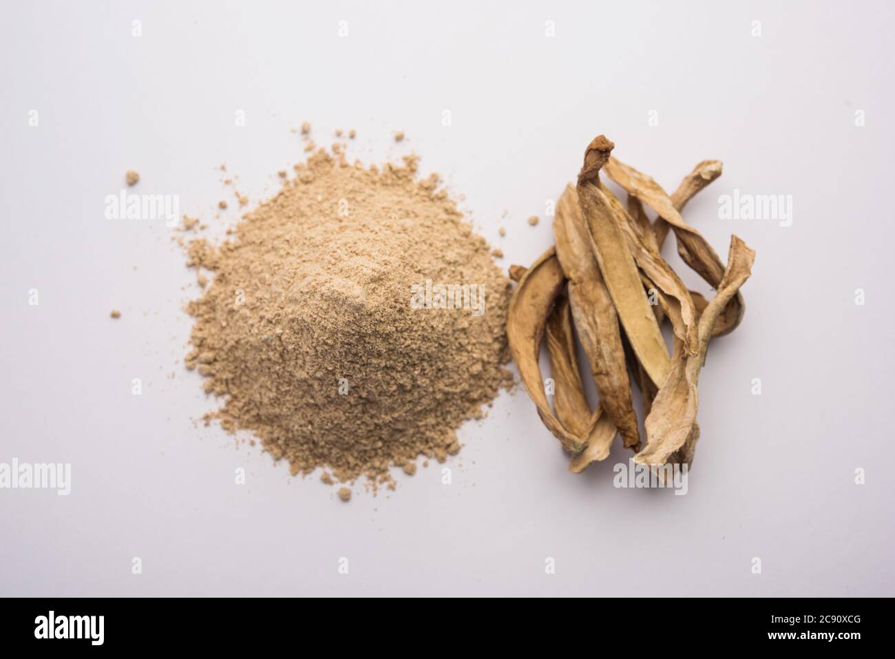 dry mango powder also known as Amchoor or Amchur, it's an Indian Spice with dried fruit Stock Photo