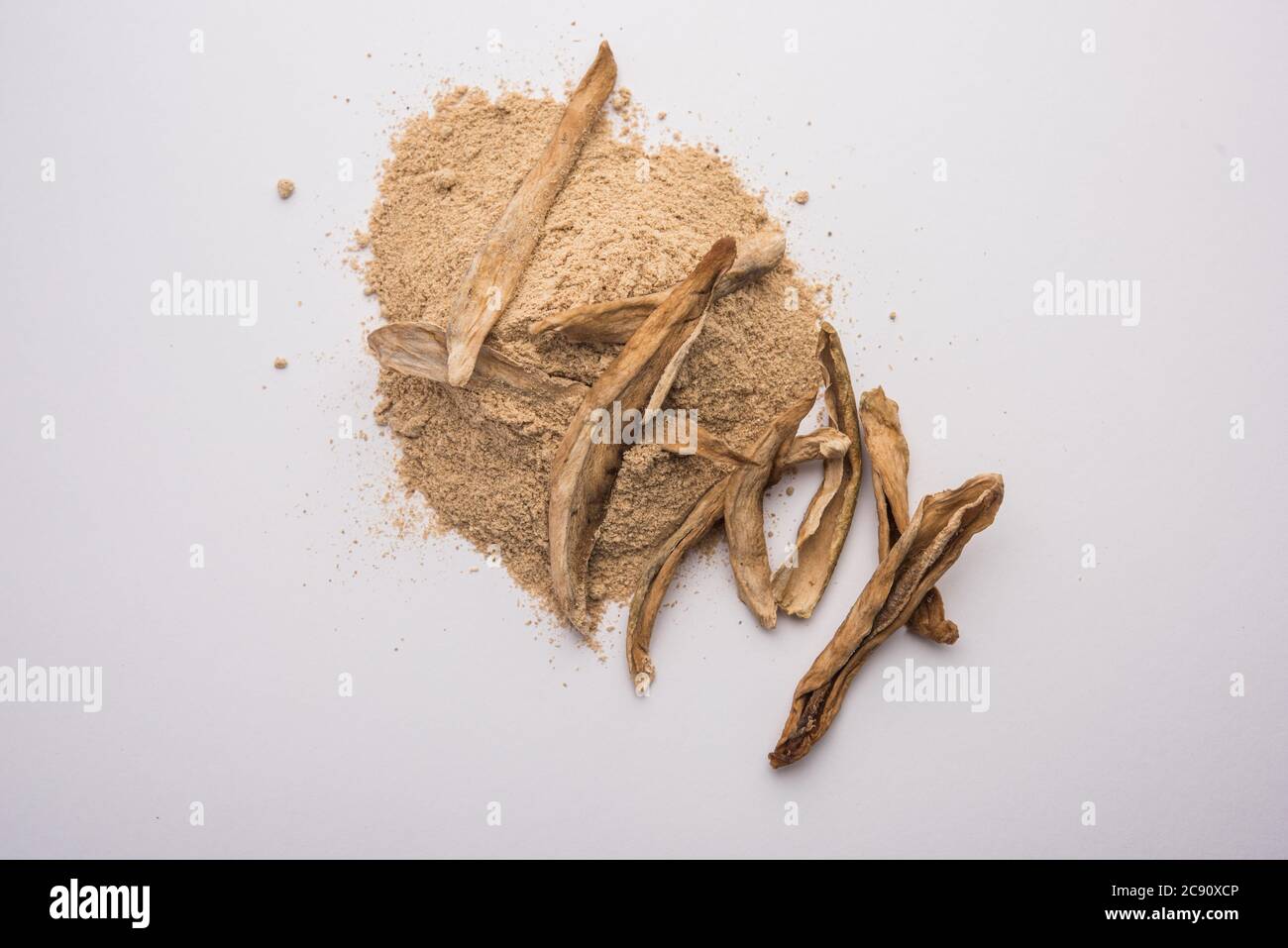 dry mango powder also known as Amchoor or Amchur, it's an Indian Spice with dried fruit Stock Photo