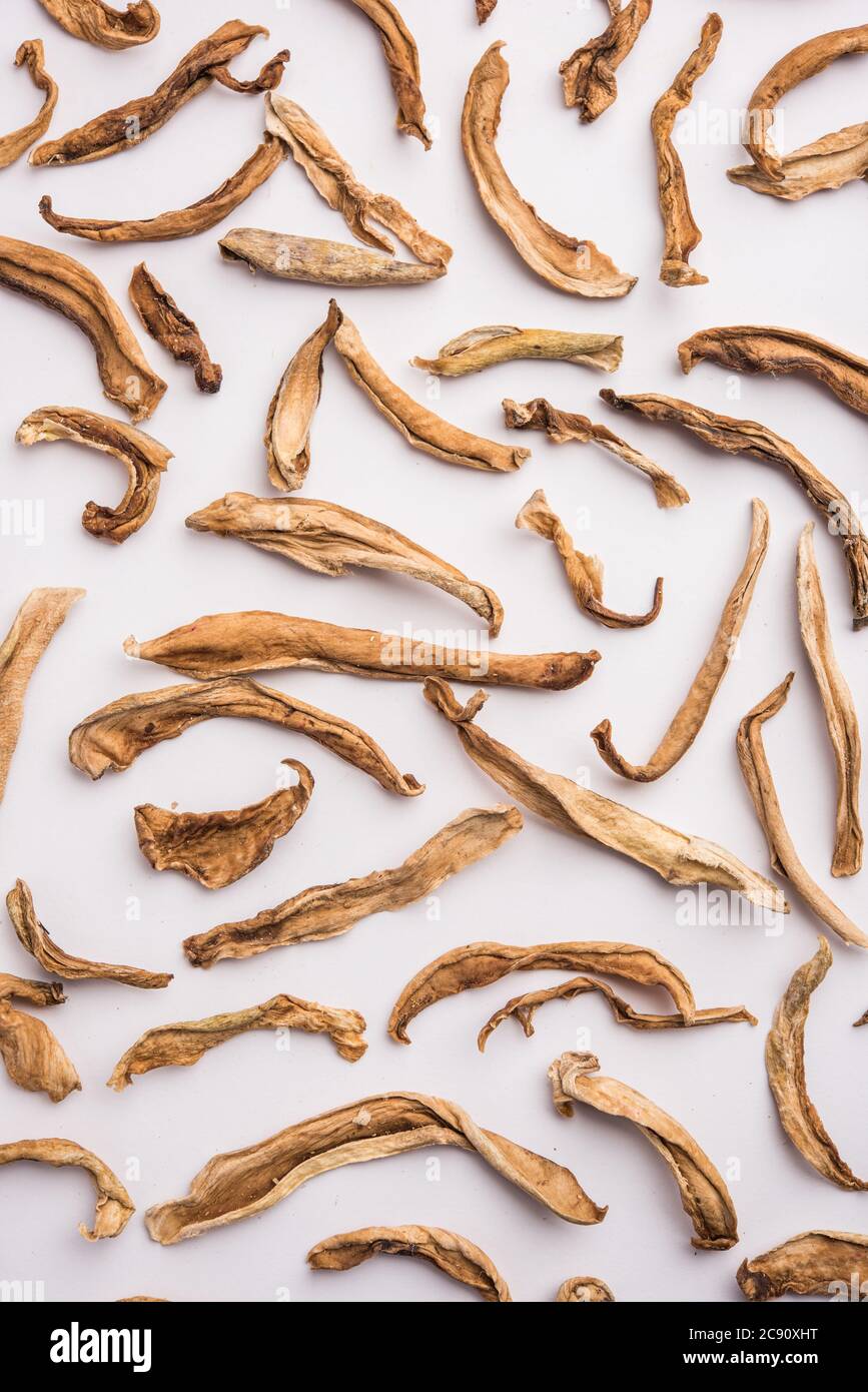 Sundried unripe green mango or kairi fruit is an indian dried spice