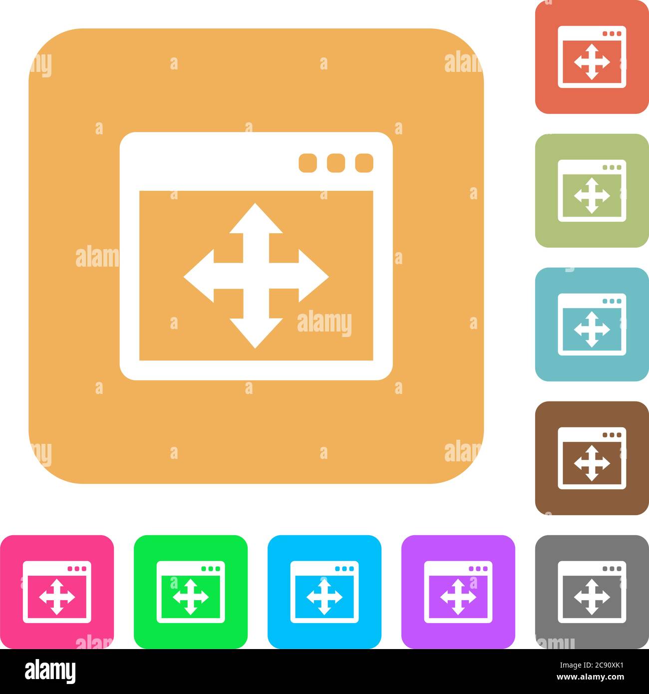 Move window icons on rounded square vivid color backgrounds Stock ...
