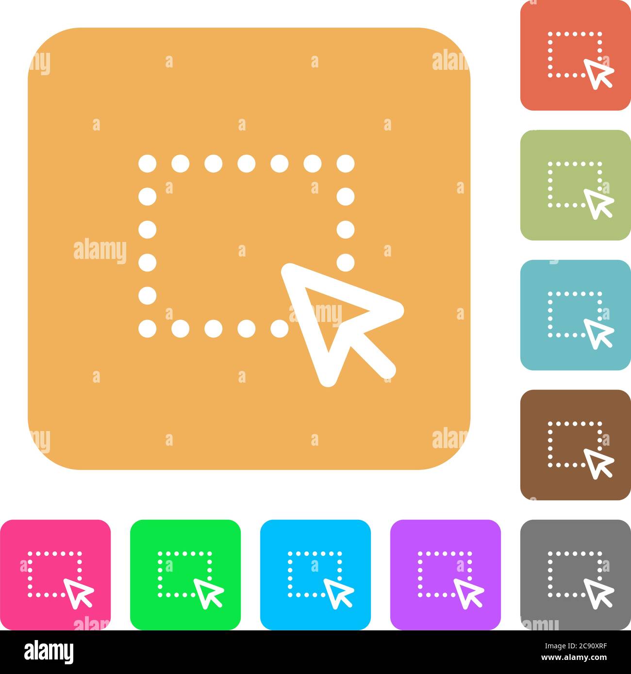 Drag and drop operation icons on rounded square vivid color backgrounds ...